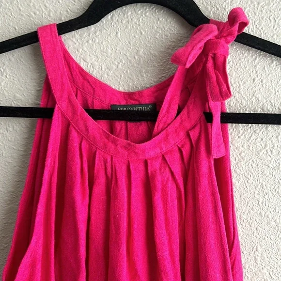 For Cynthia linen high neck side tie shift dress - Picture 3 of 7